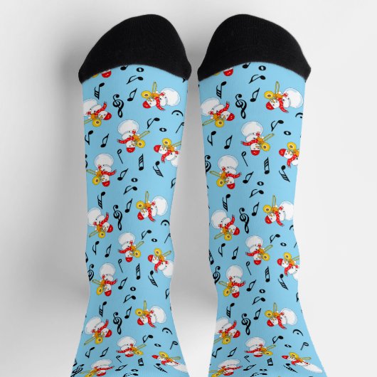 Trombone Snowman Musiknotens Pattern Socken (Oben)