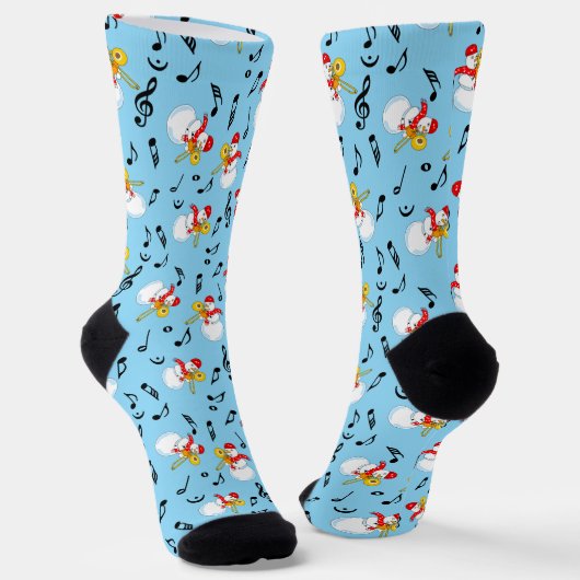 Trombone Snowman Musiknotens Pattern Socken (Gewinkelt)