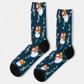 Trombone Snowman Musiknotens Pattern Socken (Linkes Detail)