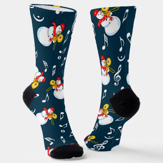 Trombone Snowman Musiknotens Pattern Socken (Gewinkelt)