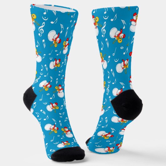 Trombone Snowman Musiknotens Pattern Socken (Gewinkelt)