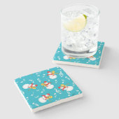 Trombone Snowman Musiknotens Pattern Steinuntersetzer (Seitenansicht)