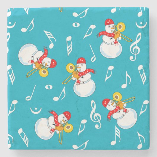 Trombone Snowman Musiknotens Pattern Steinuntersetzer (Vorderseite)