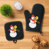 Trombone Snowman Ofenhandschuh & Topflappen-Set (Oben Unten)