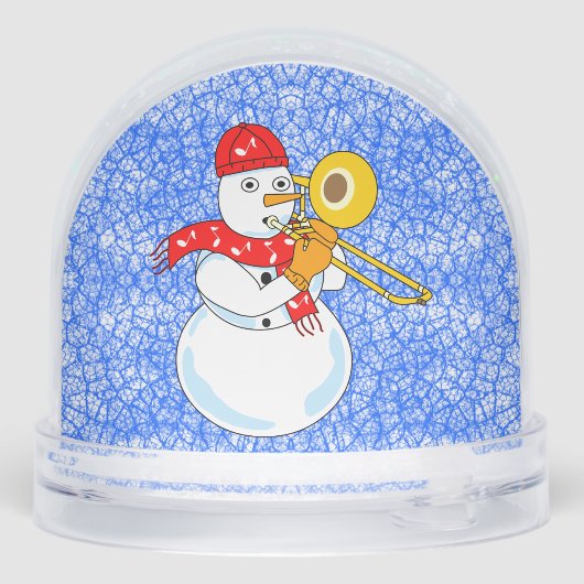 Trombone Snowman Snow Globe Schneekugeln (Rückseite)