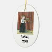 Trombone-Spieler-personalisierte Verzierung Keramik Ornament (Links)