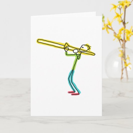 Trombone Stickman Karte (Gelbe Blume)