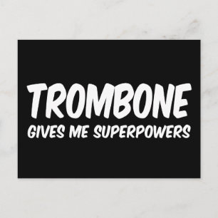 Trombone-Superkräfte Lustiger Superheld-Musik Postkarte