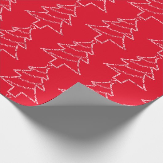 Trombone Text Weihnachtsbaum Geschenkpapier (Ecke)