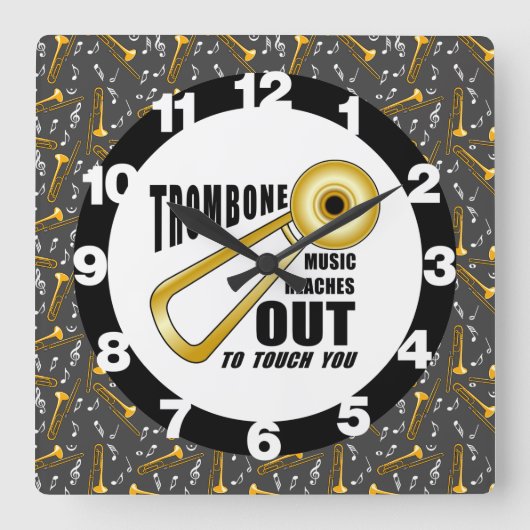 Trombone-Touch Quadratische Wanduhr (Vorderseite)