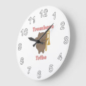 Trombone Tribe Braune Katze Große Wanduhr (Winkel)