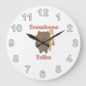 Trombone Tribe Braune Katze Große Wanduhr (Vorderseite)