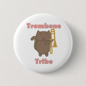 Trombone Tribe Braune Katze Rosa Buchstaben Button (Vorderseite)