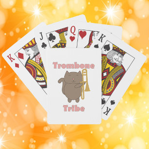 Trombone Tribe Braune Kawaii Katze Pink Spielkarten