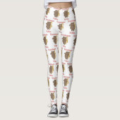 Trombone Tribe Brown Kitty Cat Pink Pattern Leggings (Vorderseite)
