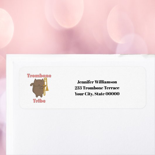 Trombone Tribe Cute Cat Personalize Return Address