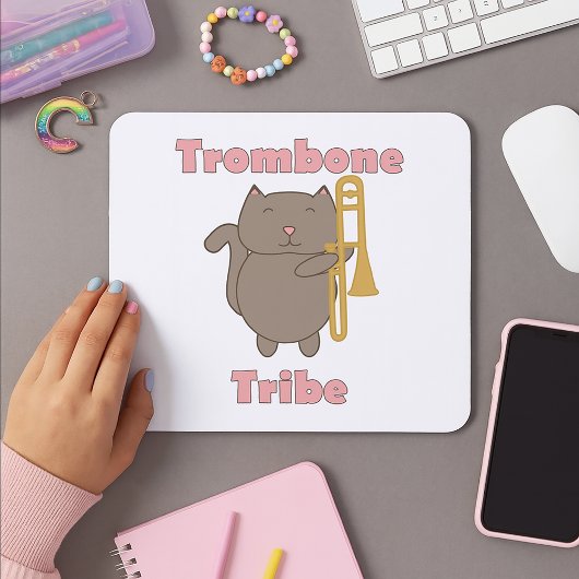 Trombone Tribe Kawaii Katze Rosa Buchstaben Mousepad