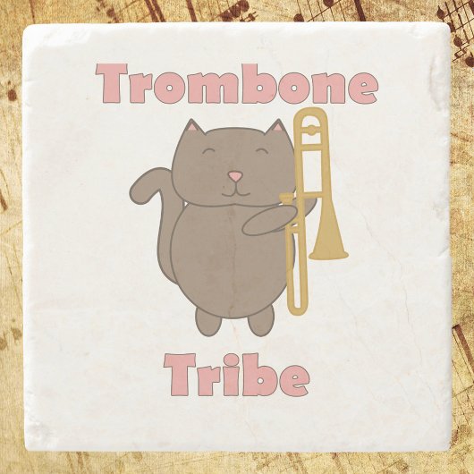 Trombone Tribe Kawaii Kitty Cat Pink Letters Steinuntersetzer