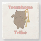 Trombone Tribe Kawaii Kitty Katze Rosa Buchstaben Steinuntersetzer (Vorderseite)