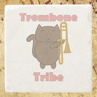 Trombone Tribe Kawaii Kitty Katze Rosa Buchstaben Steinuntersetzer