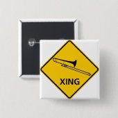 Trombone-Überfahrt-Landstraßen-Zeichen Button (Vorne & Hinten)