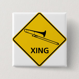 Trombone-Überfahrt-Landstraßen-Zeichen Button