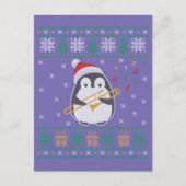 Trombone Ugly Christmas Sweater Penguin Xmas Famil Postkarte (Vorderseite)