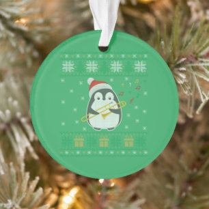 Trombone Ugly Christmas Sweater Pinguin Xmas Famil Ornament