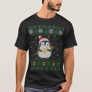Trombone Ugly Christmas Sweater Pinguin Xmas Famil T-Shirt