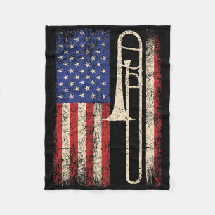 Trombone Usa American Flag Shirt Jazz Music Vintag Fleecedecke