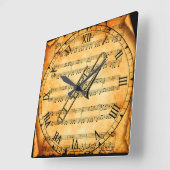 Trombone ~ Vintager Notenhintergrund ~ Einzigartig Quadratische Wanduhr (Winkel)