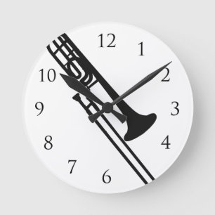 Trombone-Wand-Klicken Runde Wanduhr