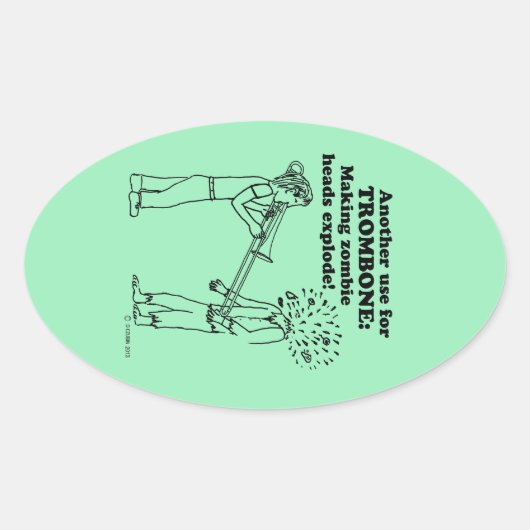 Trombone Zombie Explosion Oval Sticker (Vorderseite)