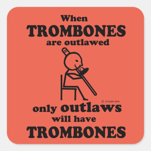 Trombones-Aufkleber Quadratischer Aufkleber (Vorderseite)