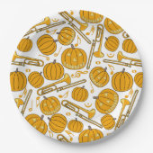 Trombones Halloween Pumpkin Pattern Pappteller (Vorderseite)