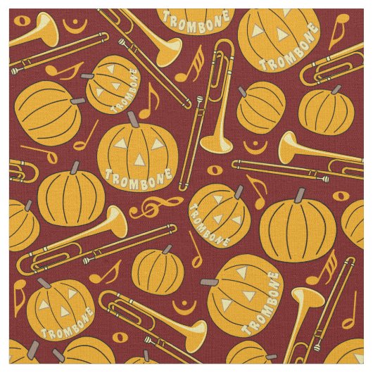 Trombones Halloween Pumpkin Pattern Stoff (Nahaufnahme)