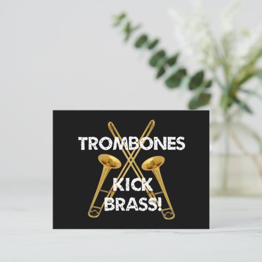 Trombones Kick Brass! Postkarte (Stehend Vorderseite)