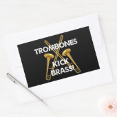 Trombones Kick Brass! Rechteckiger Aufkleber (Umschlag)