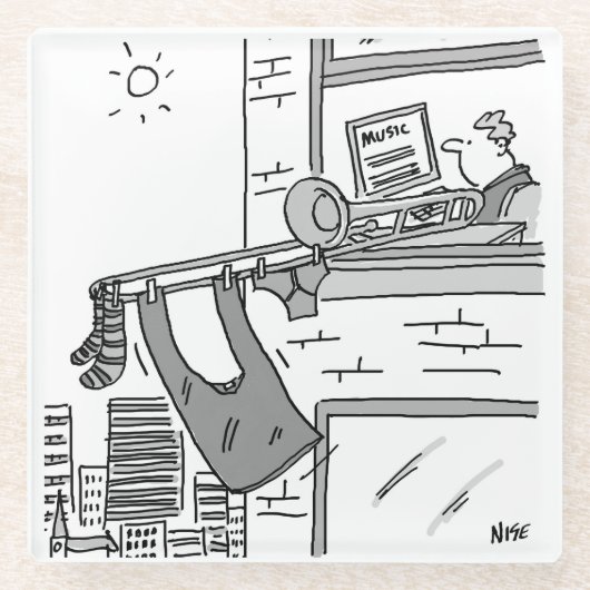 Trombonist hangt seine Auswasch Glasuntersetzer (Vorderseite)