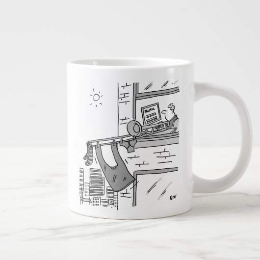 Trombonist hangt seine Auswasch Jumbo-Tasse (Rechts)