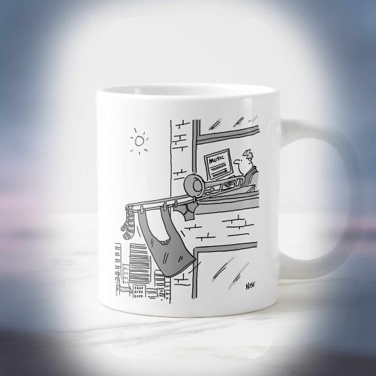 Trombonist hangt seine Auswasch Jumbo-Tasse