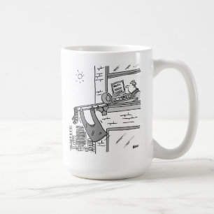 Trombonist hangt seine Auswasch Kaffeetasse