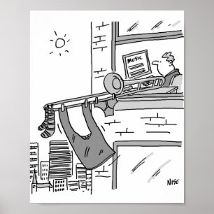 Trombonist hangt seine Auswasch Poster