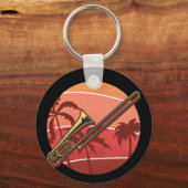 Trombonist im Sand, ein Badeort am Strand Schlüsselanhänger (Vorderseite)