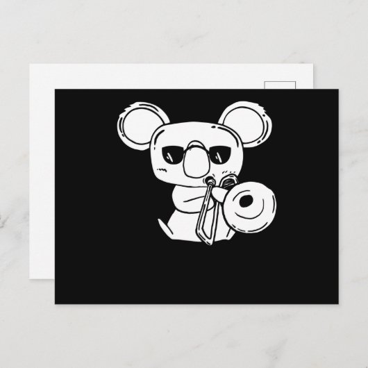 Trombonist Trombone Player Koala mit Trombone Postkarte (Vorne/Hinten)