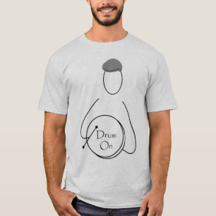 Trommel auf Mann-Linie Kunst T-Shirt