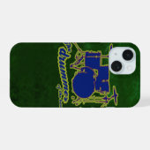 Trommel auf schmutziggrünem Hintergrund iPhone 15 Hülle (Rückseite (Horizontal))