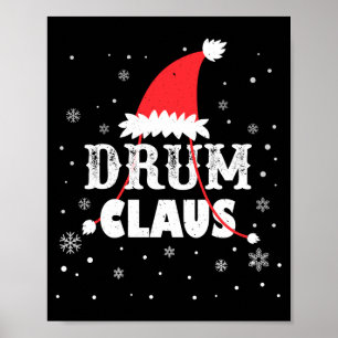 Trommel Claus Santa Weihnachten Drummer Langarm Poster
