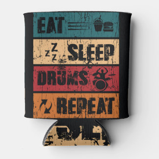Trommel-Leidenschaft: T-Shirt-Design-Illustration. Dosenkühler