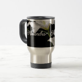 Trommel mit Griff, Leder und Strohhalm, rostfrei Reisebecher